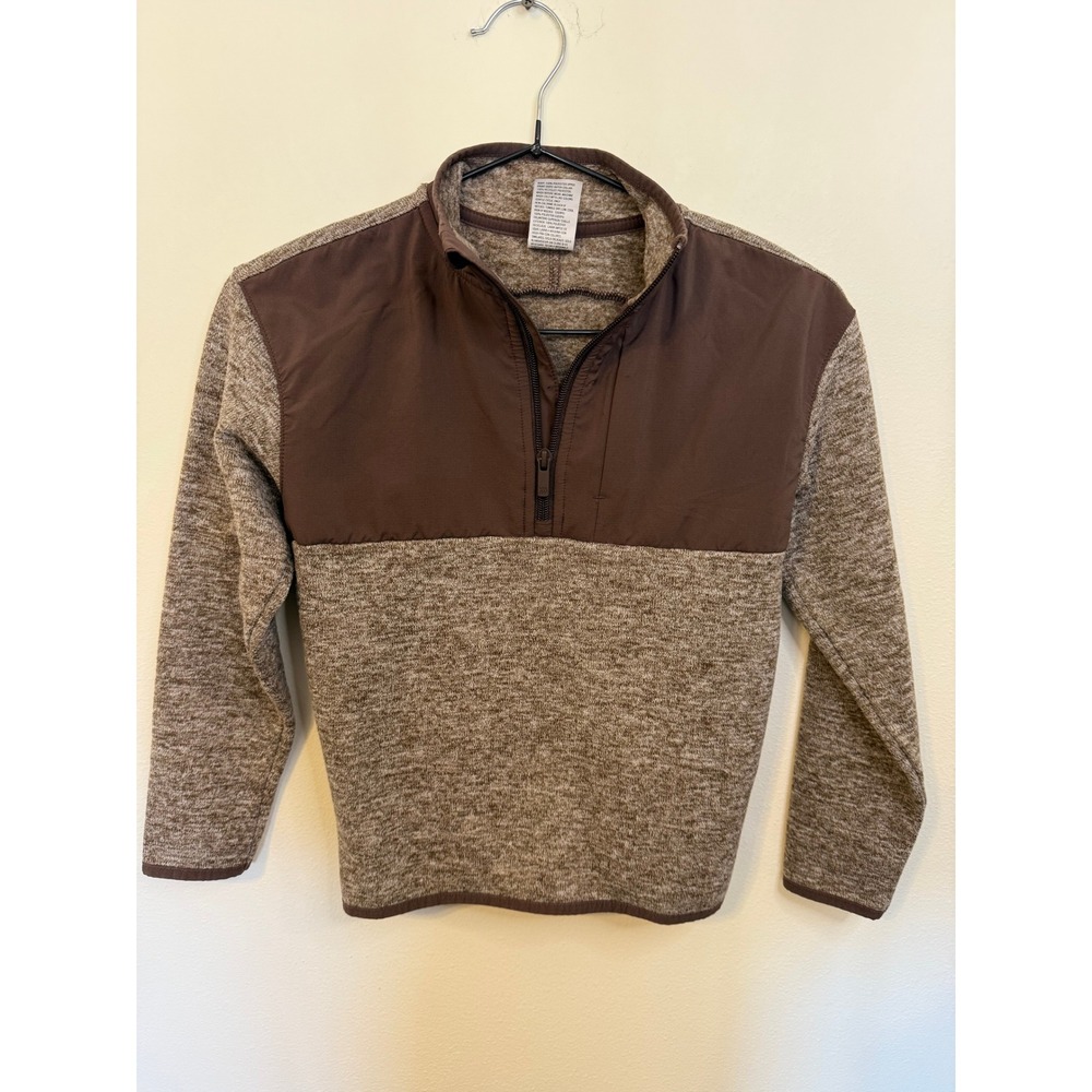 All In Motion Pullover Girls S 6/7 Brown Excellent Marled Quarter Zip Top